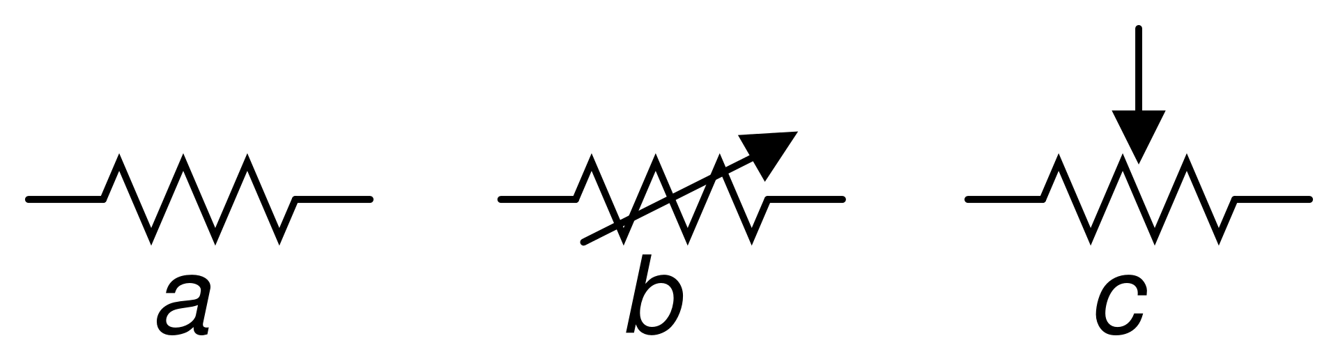 Resistor Rheostat variable resistor Potentiometer symbols